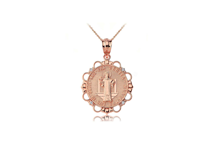 CZ Studded Saint Benito Pendant